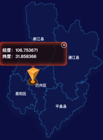 echarts巴中市地图根据经纬度显示html弹窗实例代码