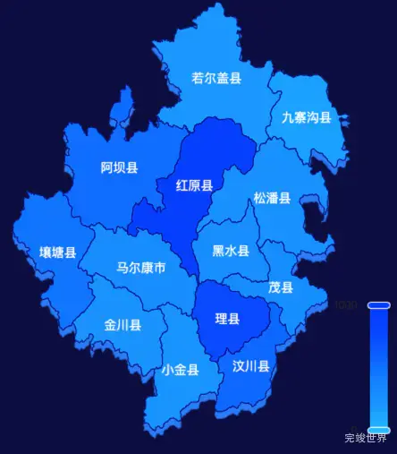 echarts阿坝藏族羌族自治州地图 visualMap控制地图颜色效果