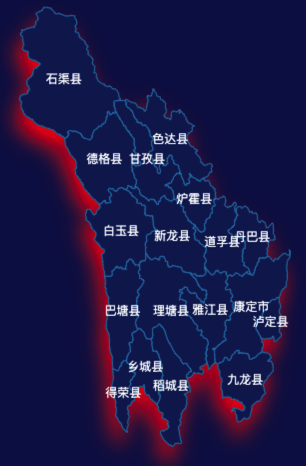 echarts甘孜藏族自治州地图阴影实例代码