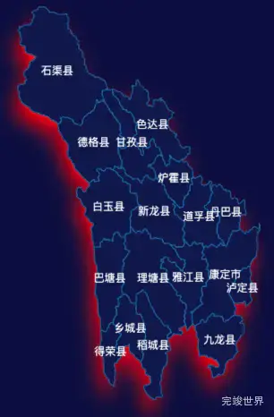 echarts甘孜藏族自治州地图阴影实例代码