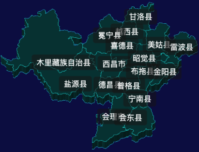 threejs凉山彝族自治州地图3d地图label标签代码演示