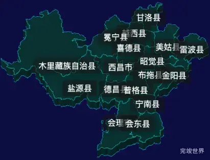 threejs凉山彝族自治州地图3d地图label标签代码演示