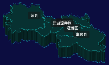 threejs自贡市地图3d地图label标签演示实例