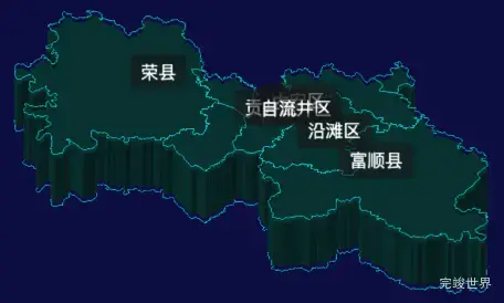 threejs自贡市地图3d地图label标签演示实例