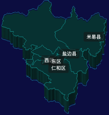 threejs攀枝花市地图3d地图label标签演示实例