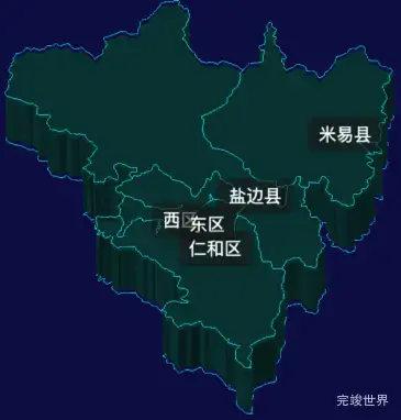 threejs攀枝花市地图3d地图label标签演示实例