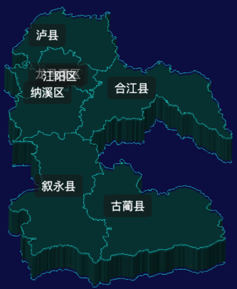 threejs泸州市地图3d地图label标签演示实例
