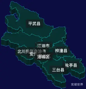 threejs绵阳市地图3d地图label标签实例