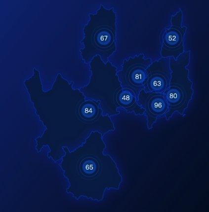 echarts玉溪市地图圆形波纹状气泡图实例代码