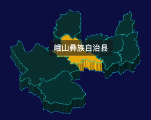threejs玉溪市地图3d地图鼠标移入显示标签并高亮效果
