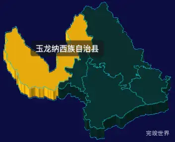 threejs丽江市地图3d地图鼠标移入显示标签并高亮代码演示