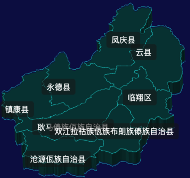 threejs临沧市地图3d地图label标签代码演示