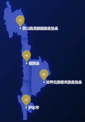 echarts怒江傈僳族自治州地图水滴状气泡图效果
