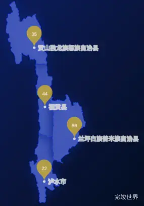 echarts怒江傈僳族自治州地图水滴状气泡图效果