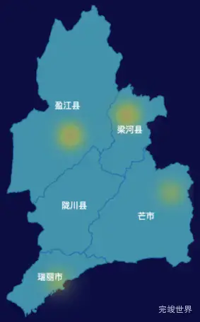 echarts德宏傣族景颇族自治州地图热力图代码演示
