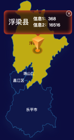echarts景德镇市地图点击弹出自定义弹窗效果