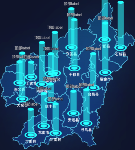 echarts赣州市地图添加柱状图实例代码