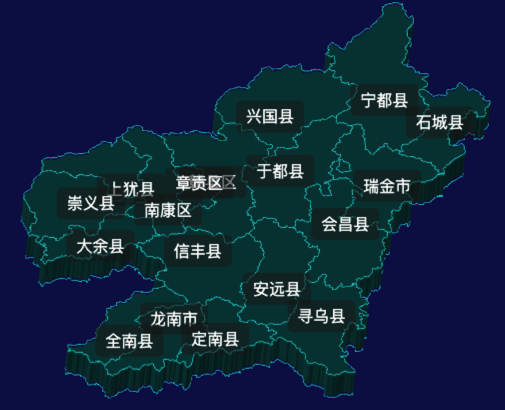 threejs赣州市地图3d地图label标签效果实例