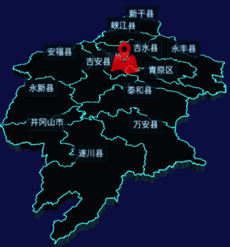 echarts吉安市3d地图自定义图标效果