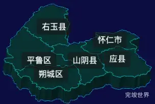 threejs朔州市地图3d地图label标签演示实例