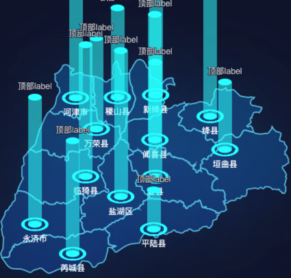 echarts运城市地图添加柱状图代码演示