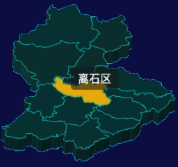 threejs吕梁市地图3d地图鼠标移入显示标签并高亮演示实例