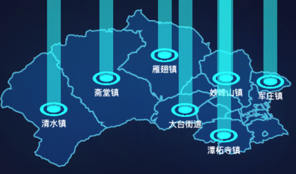 echarts北京市门头沟区地图添加柱状图效果实例