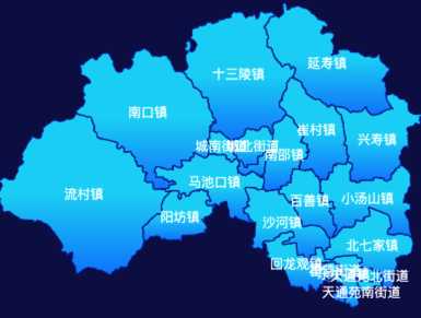 echarts昌平区地图局部颜色渐变实例代码