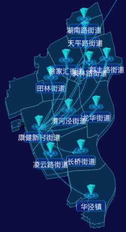 echarts上海市徐汇区地图自定义label样式演示实例