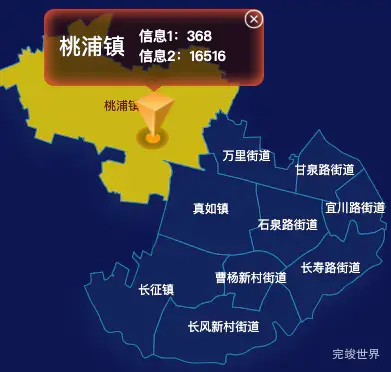 echarts上海市普陀区地图指定区域高亮效果
