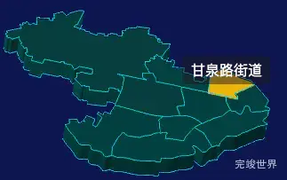 threejs上海市普陀区地图3d地图鼠标移入显示标签并高亮实例代码