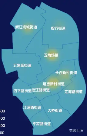 echarts上海市杨浦区地图指定区域高亮效果