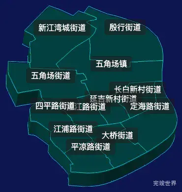 threejs上海市杨浦区地图3d地图label标签演示实例