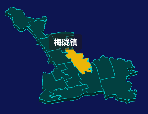 threejs上海市闵行区地图3d地图鼠标移入显示标签并高亮演示实例