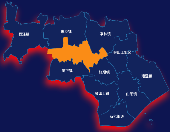 echarts上海市金山区地图阴影效果实例