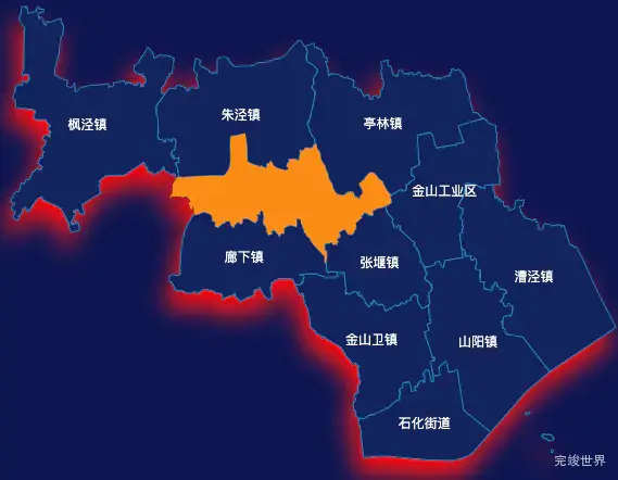 echarts上海市金山区地图指定区域高亮效果