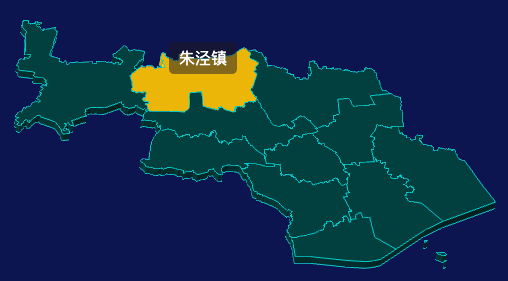 threejs上海市金山区地图3d地图鼠标移入显示标签并高亮实例