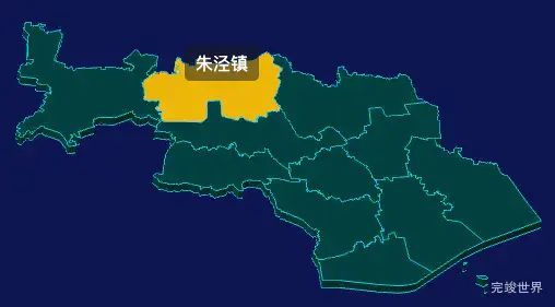 threejs上海市金山区地图3d地图鼠标移入显示标签并高亮实例