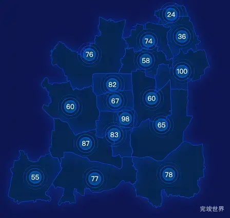 echarts上海市松江区地图圆形波纹状气泡图实例代码