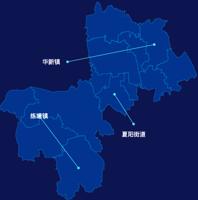 echarts上海市青浦区地图自定义引导线效果