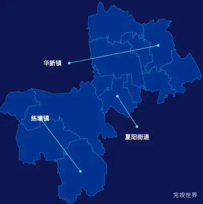 echarts上海市青浦区地图自定义引导线效果