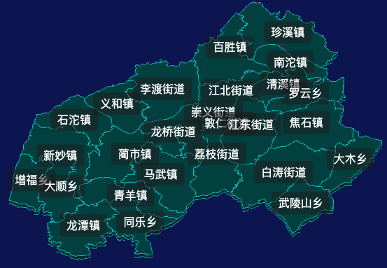 threejs重庆市涪陵区地图3d地图label标签代码演示