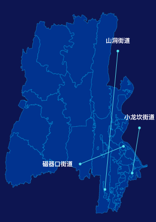 echarts重庆市沙坪坝区地图自定义引导线演示实例