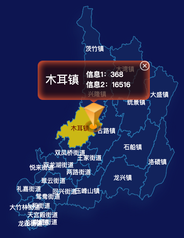 echarts重庆市渝北区地图点击弹出自定义弹窗效果