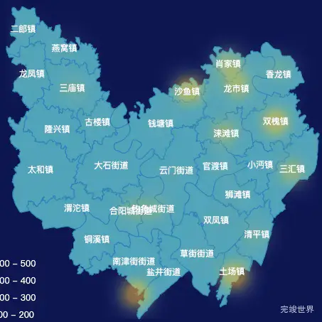 echarts重庆市合川区地图热力图实例代码