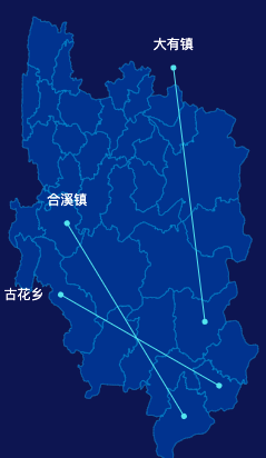 echarts重庆市南川区地图自定义引导线效果实例