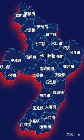 echarts重庆市铜梁区地图阴影效果实例