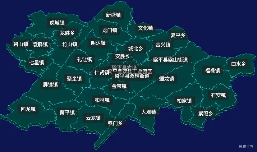 threejs重庆市梁平区地图3d地图label标签实例