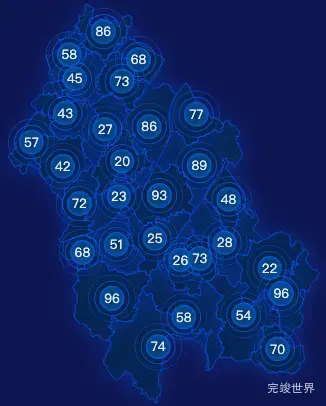 echarts重庆市丰都县地图圆形波纹状气泡图实例代码