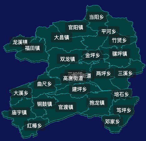 threejs重庆市巫山县地图3d地图label标签效果实例